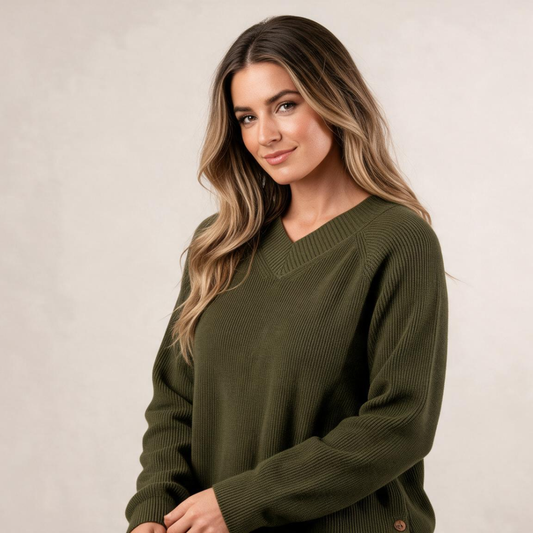 Skyler Ribbed Button Sweater, image 1