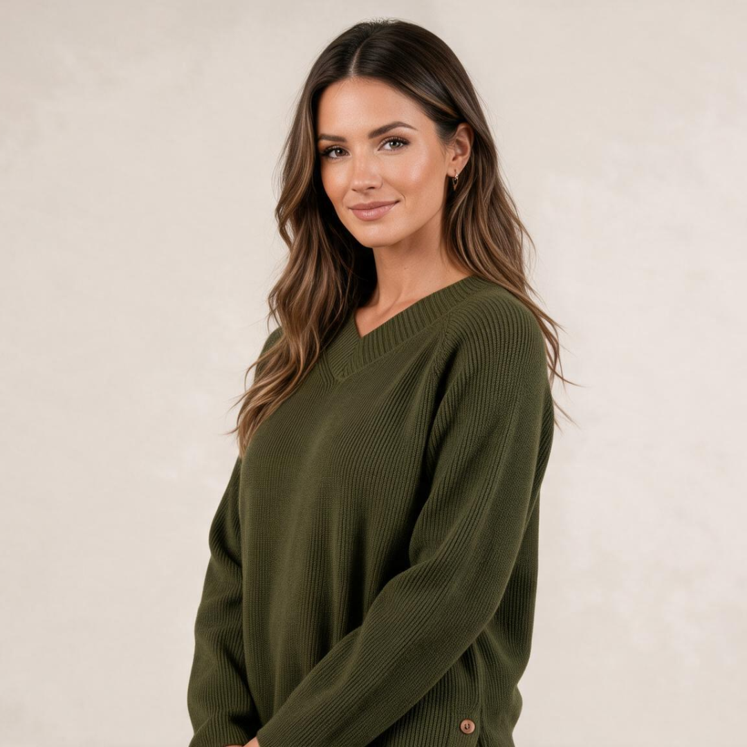 Skyler Ribbed Button Sweater, image 2