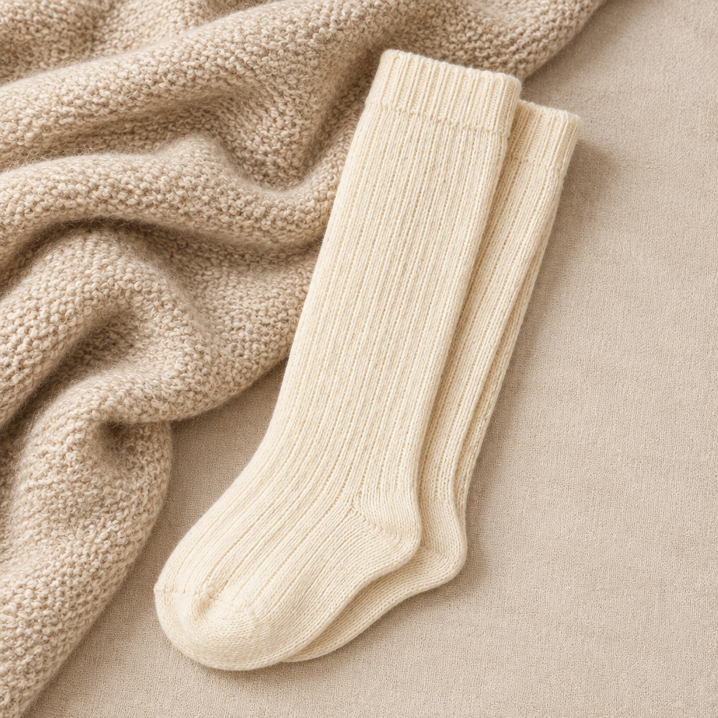 Skyler Ribbed Knee-High Wool Blend Socks folded set