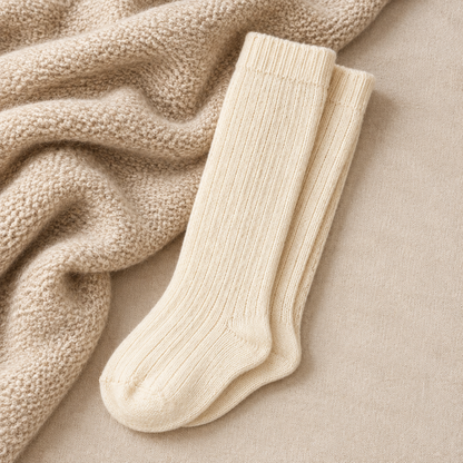 Skyler Ribbed Knee-High Wool Blend Socks folded set
