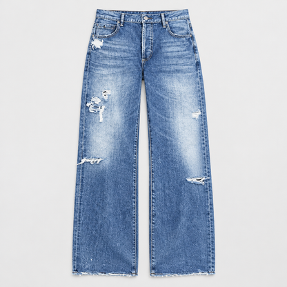 Skyler Ripped Baggy Wide Leg Jeans flat lay