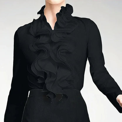 Skyler Ruffle Collar Button-Up Blouse - view 4