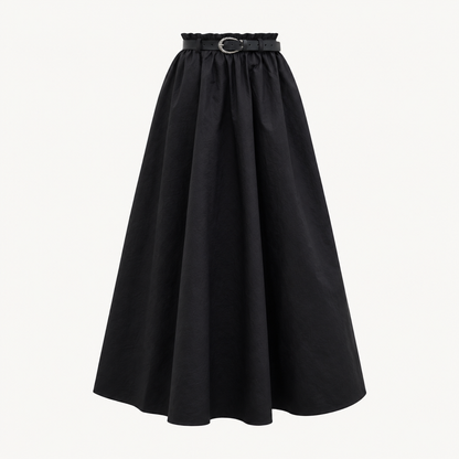 Skyler Ruffled Cotton Poplin Skirt in Black product photo