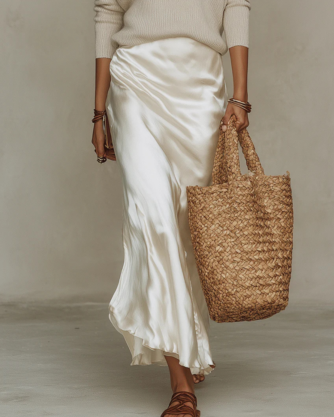 Skyler Satin Midi Skirt and Knit Top Set, image 12