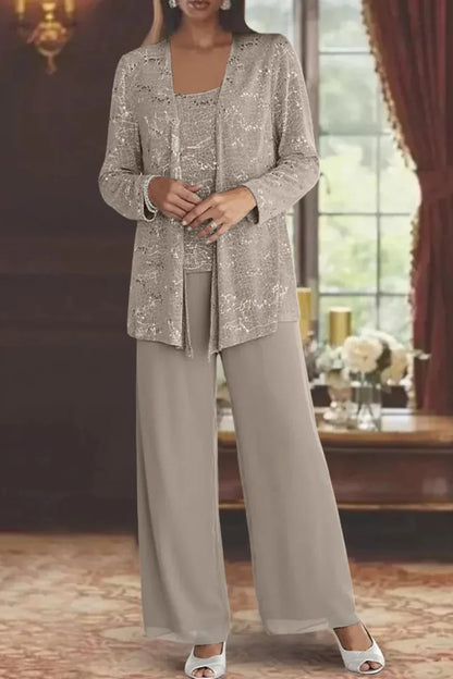 Skyler Sequin Lace Three-Piece Pant Suit - view 12