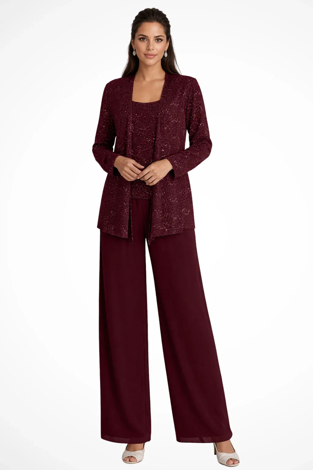 Skyler Sequin Lace Three-Piece Pant Suit - view 13