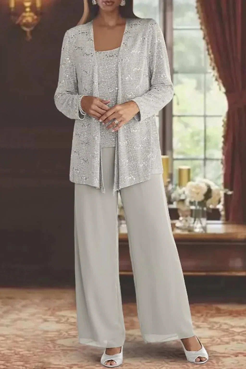 Skyler Sequin Lace Three-Piece Pant Suit - view 4