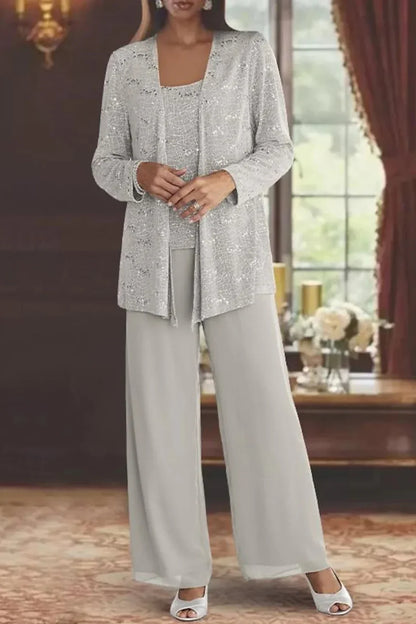 Skyler Sequin Lace Three-Piece Pant Suit - view 4