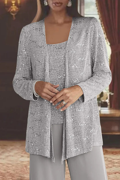 Skyler Sequin Lace Three-Piece Pant Suit - view 5