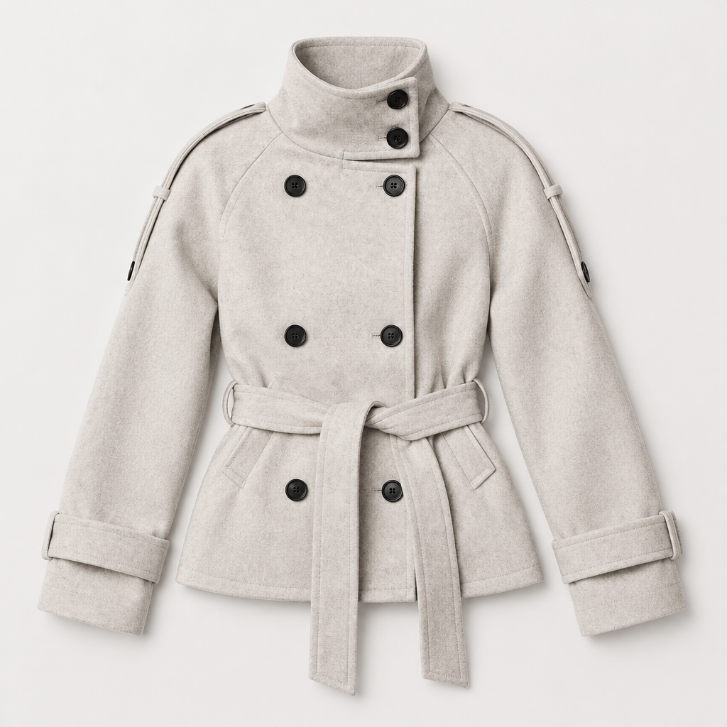 Skyler Short Belted Trench Jacket flat lay