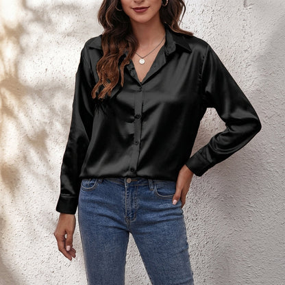 Silky Button-Up Shirt, view 12