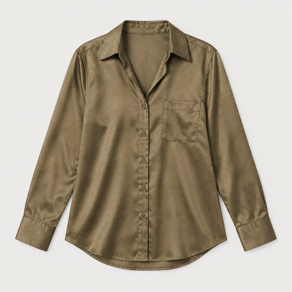 Silky Button-Up Shirt, flat lay