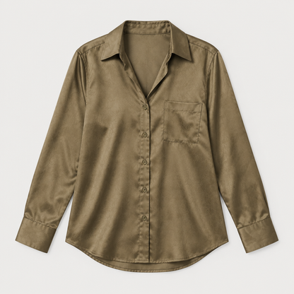 Silky Button-Up Shirt, flat lay