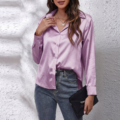Silky Button-Up Shirt, view 6