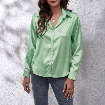 Silky Button-Up Shirt, view 7
