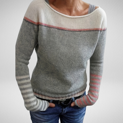 Skyler Soft Color-Block Striped Sweater - view 3