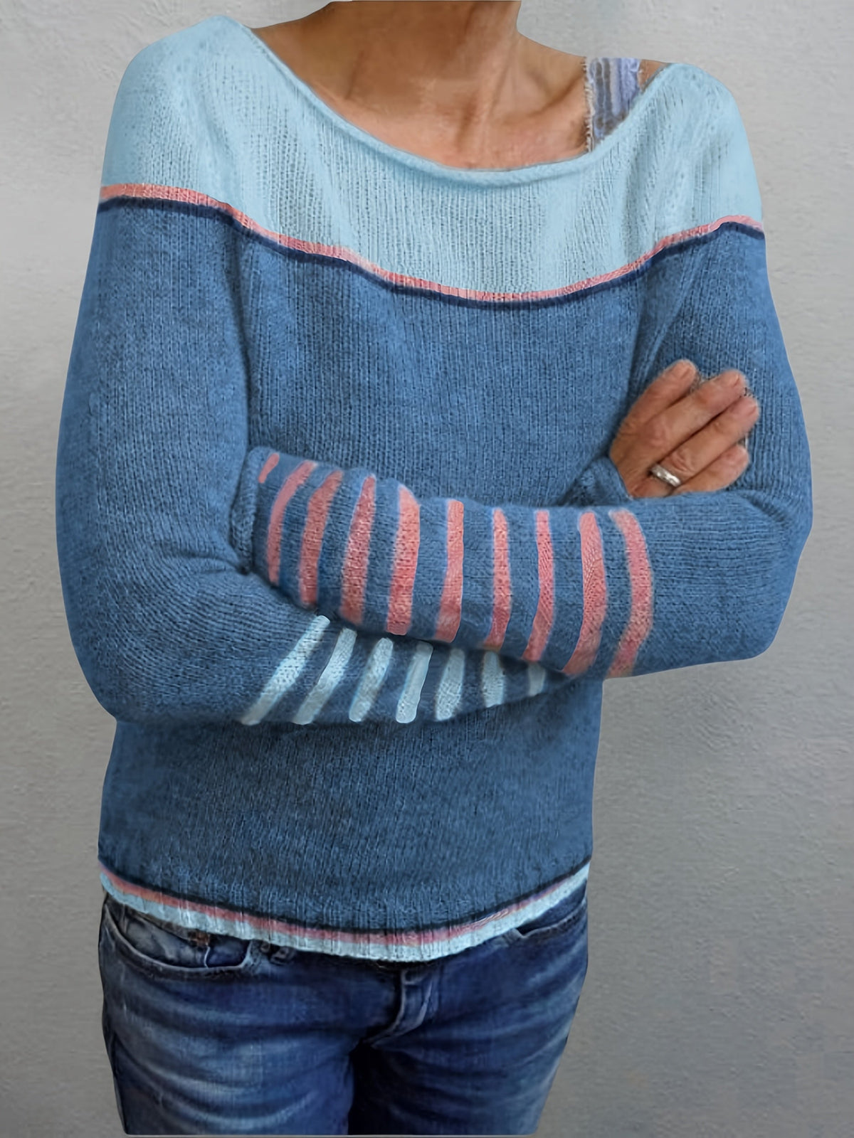 Skyler Soft Color-Block Striped Sweater - view 7