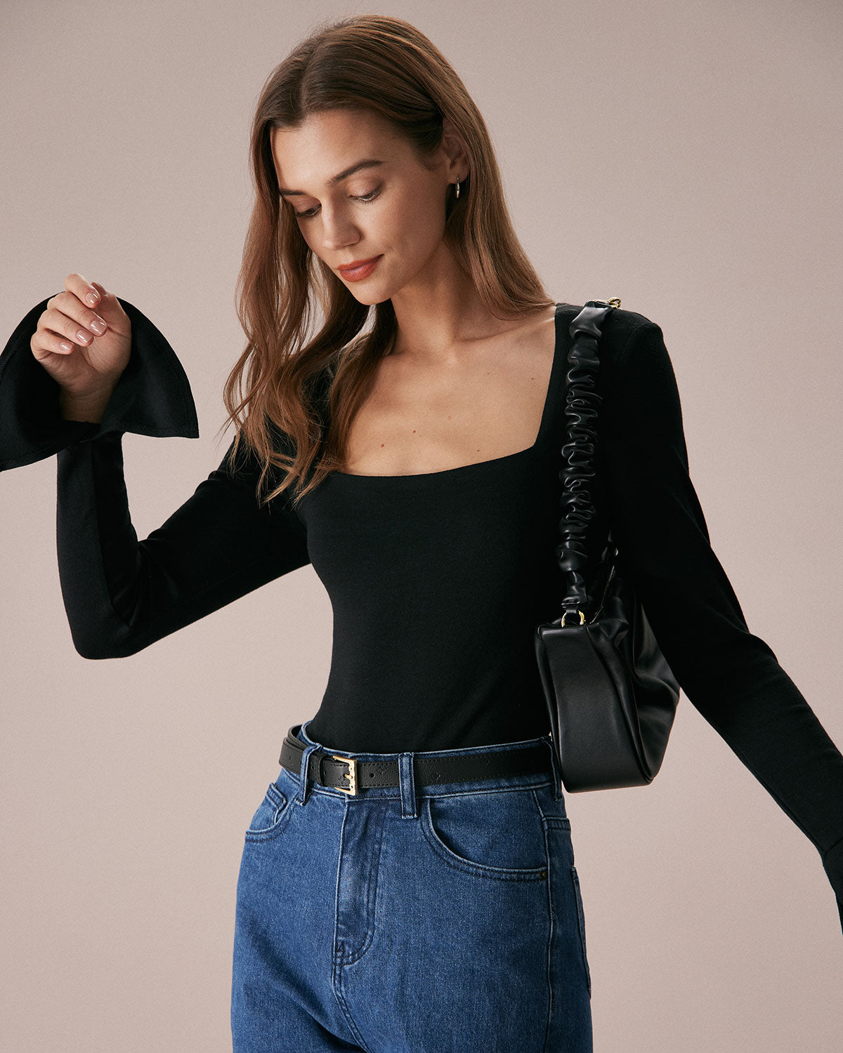 Skyler Square Neck Flare Sleeve Knit Top - view 5