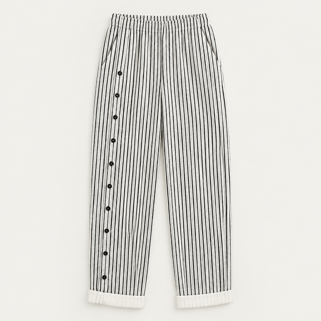 Striped Button Pants, flat lay