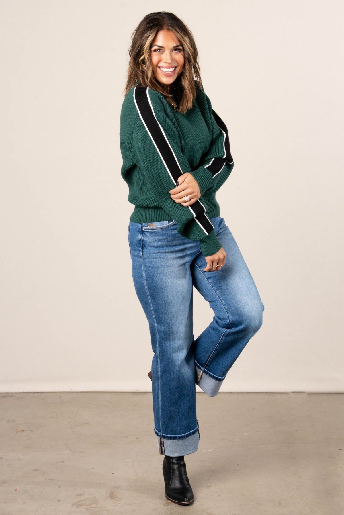 Skyler Striped Sleeve Sweater, image 4