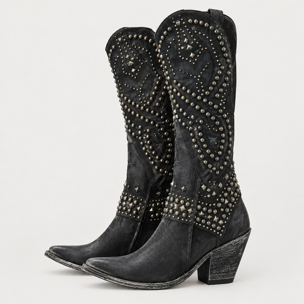 Pair of Skyler Studded Western Tall Boots side view