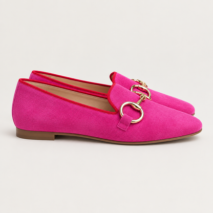 Pair of Suede Loafers with Metal Detail, side view