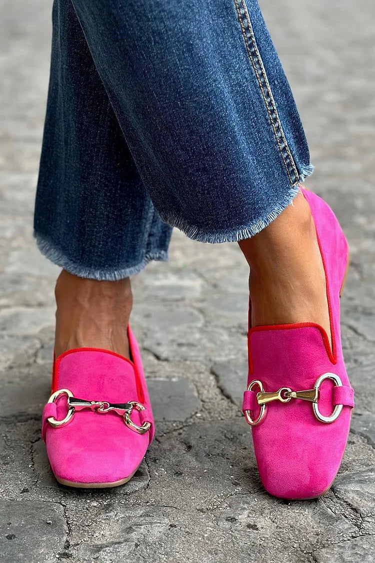 Suede Loafers with Metal Detail, view 3