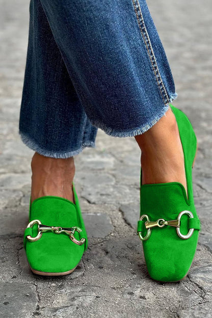 Suede Loafers with Metal Detail, view 4