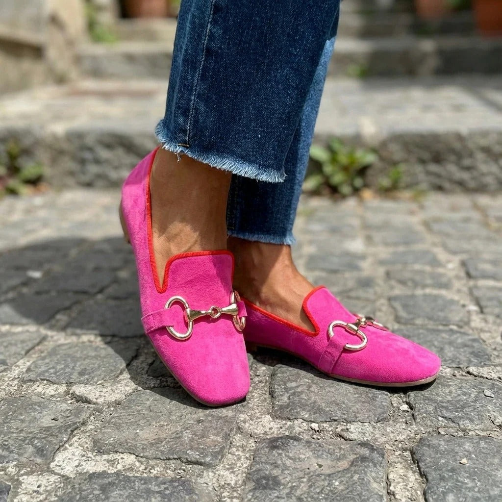 Suede Loafers with Metal Detail, view 5