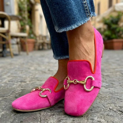 Suede Loafers with Metal Detail, view 6