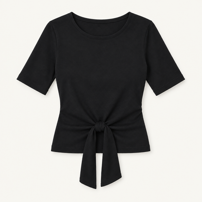 Tie front cotton T-shirt, flat product view
