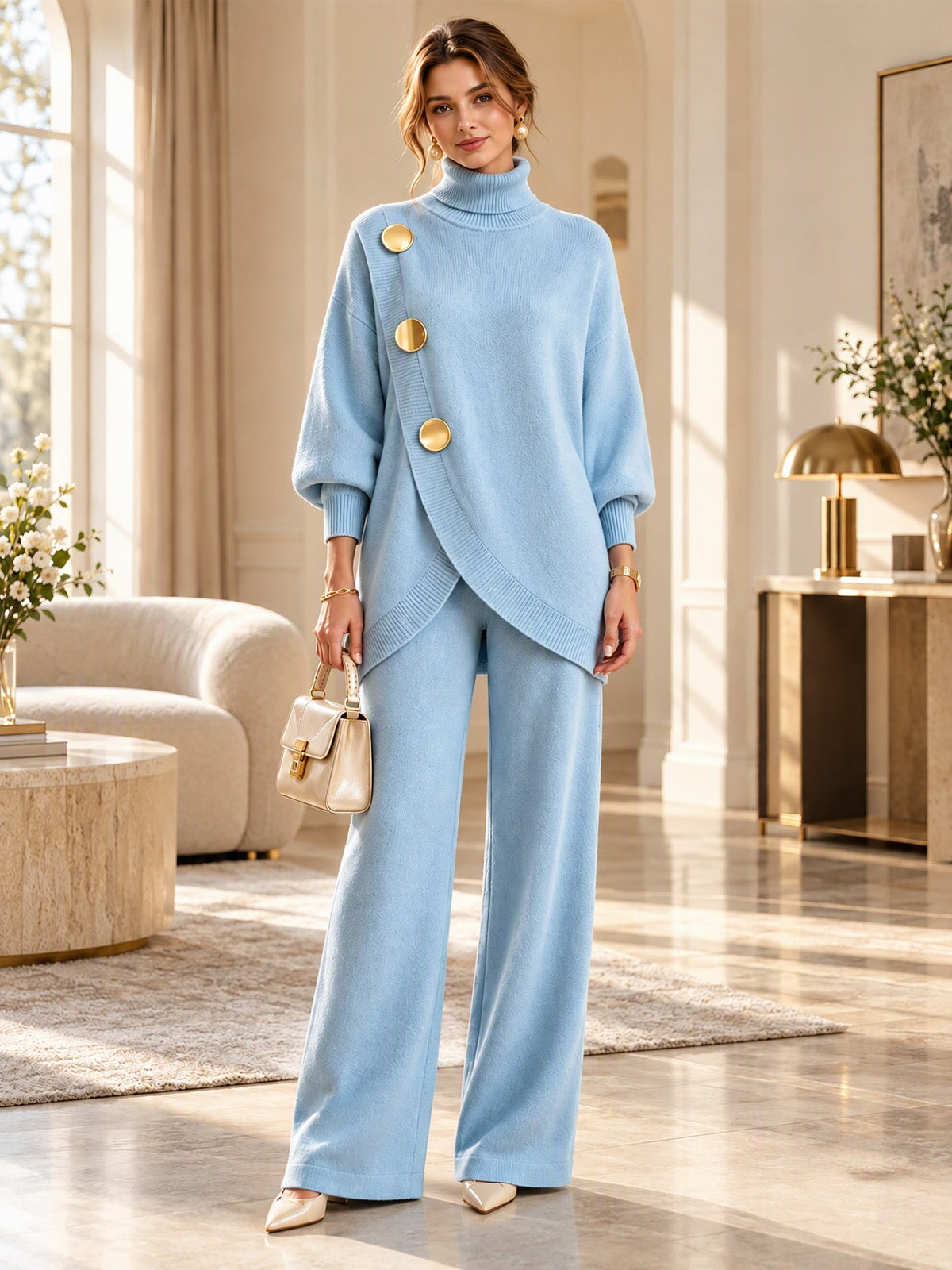 Skyler Turtleneck Sweater and Wide Leg Pants Set - view 10