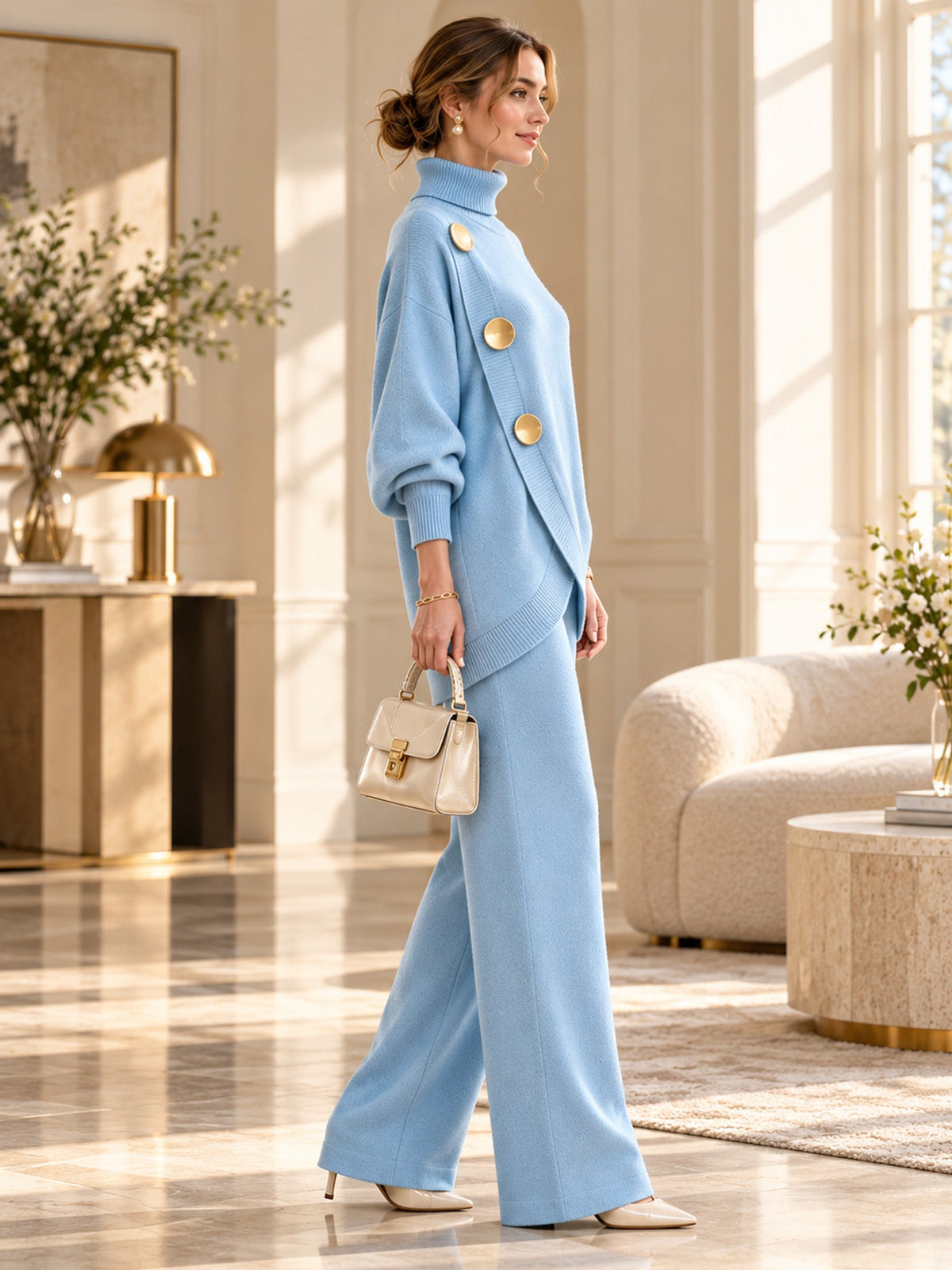 Skyler Turtleneck Sweater and Wide Leg Pants Set - view 12