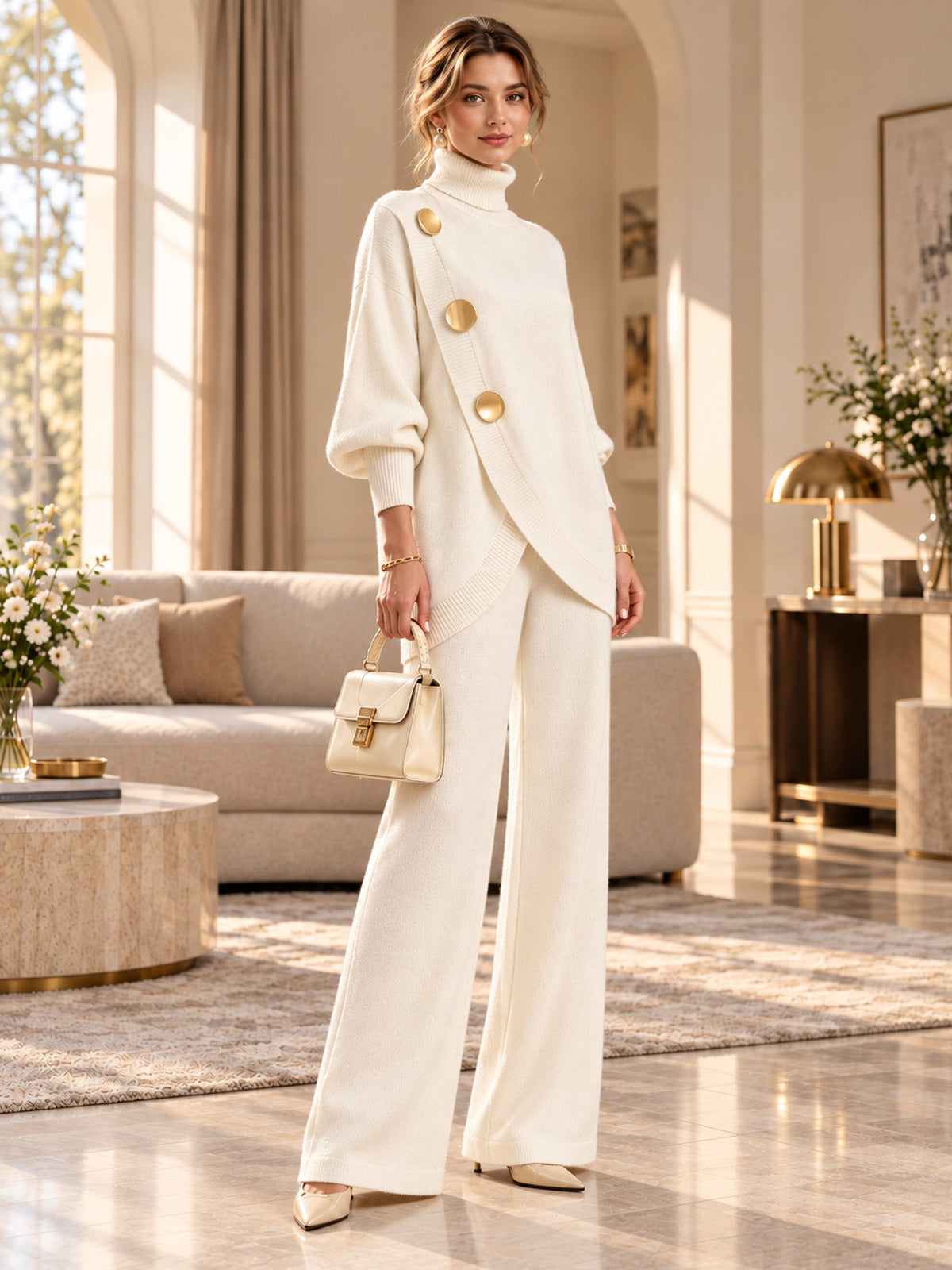 Skyler Turtleneck Sweater and Wide Leg Pants Set - view 4