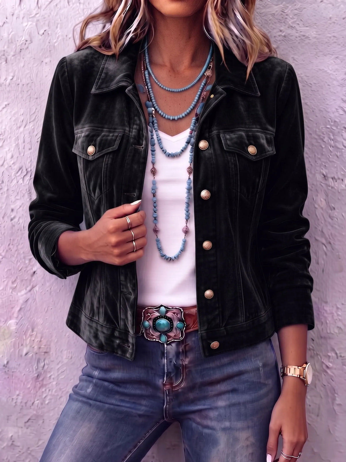 Vintage Wash Button Jacket, view 6
