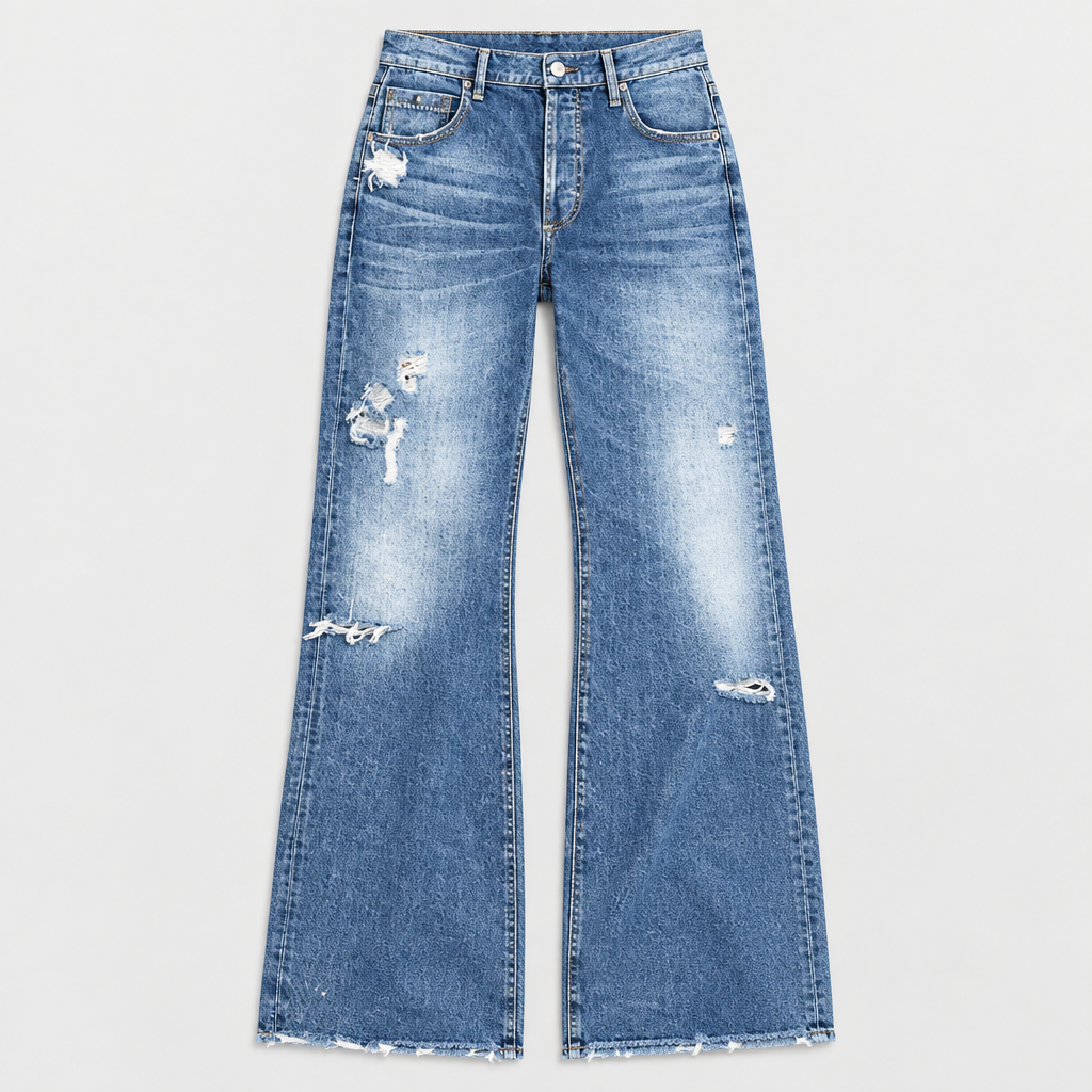 Wide Leg Stretch Jeans, flat lay