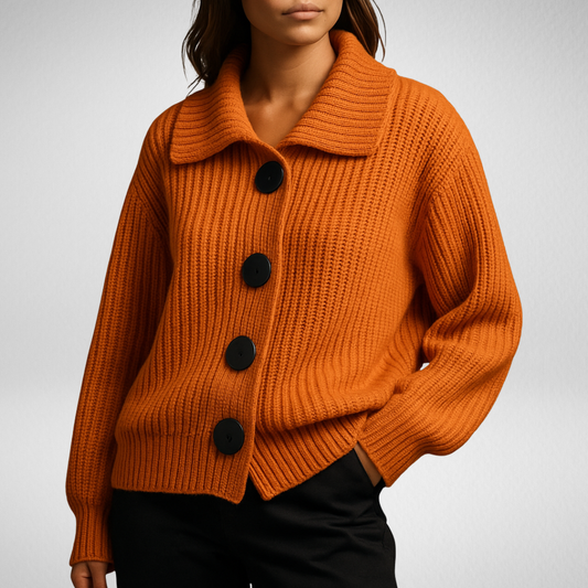 Women's oversized chunky ribbed cardigan with button front