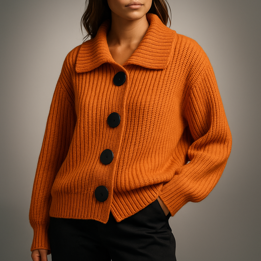Women's oversized chunky ribbed cardigan with button front