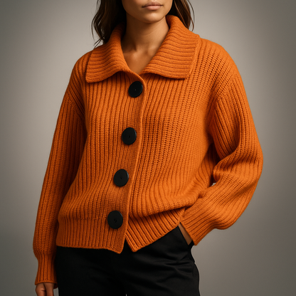 Women's oversized chunky ribbed cardigan with button front