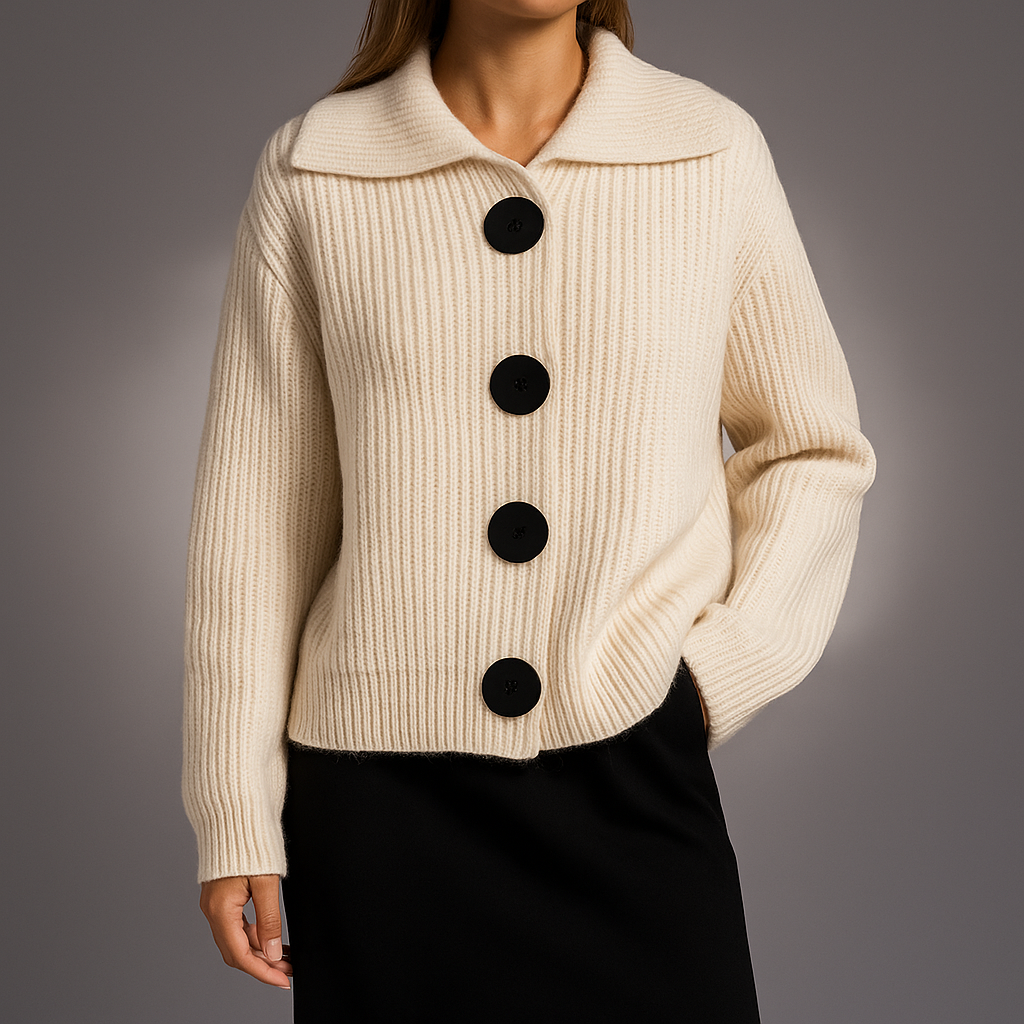 Women's oversized chunky ribbed cardigan with button front