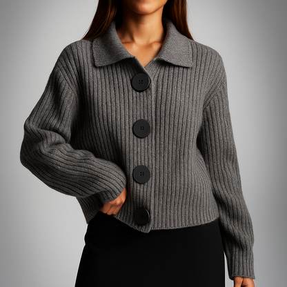 Women's oversized chunky ribbed cardigan with button front