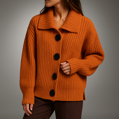 Women's oversized chunky ribbed cardigan with button front