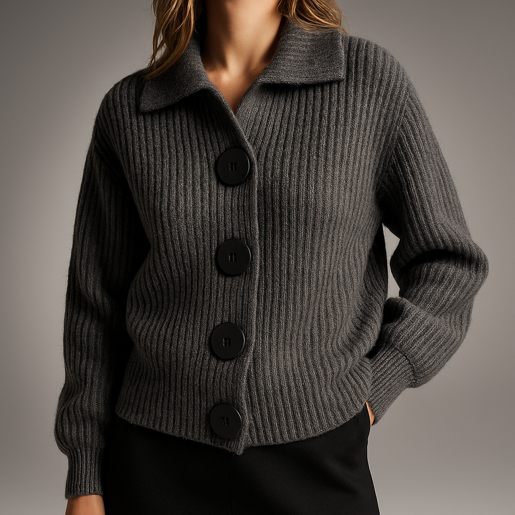 Women's oversized chunky ribbed cardigan with button front