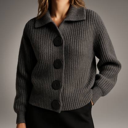 Women's oversized chunky ribbed cardigan with button front