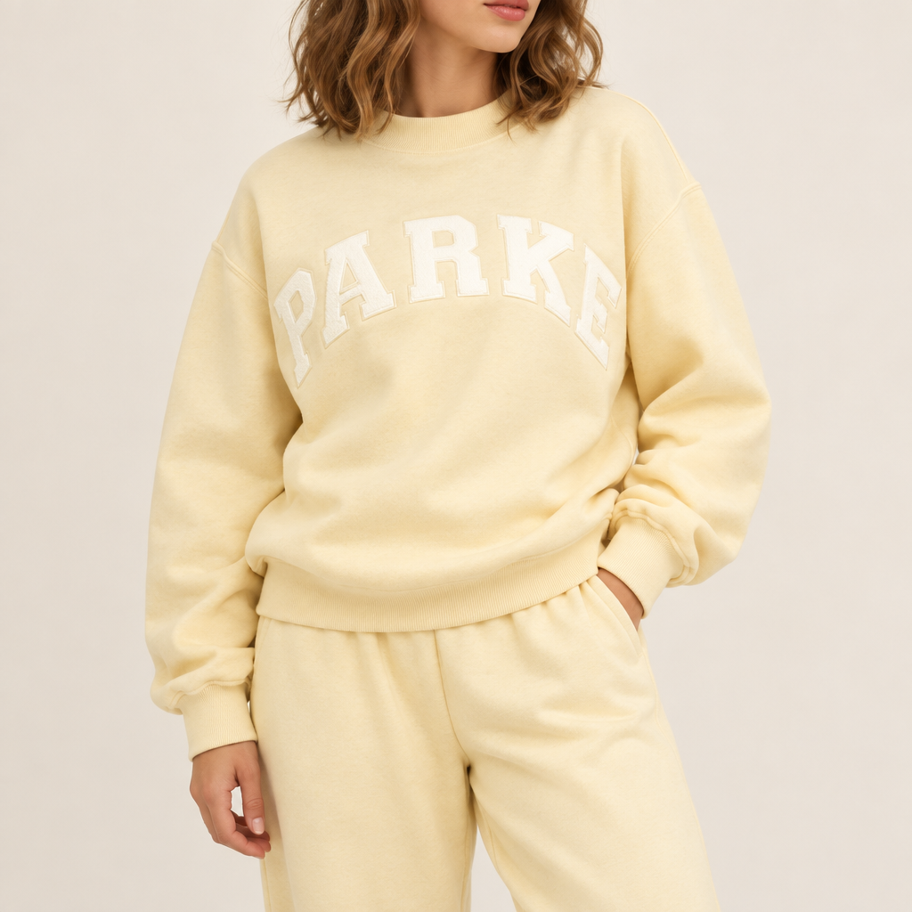 Women's crewneck sweatshirt with PARKE letter print in yellow