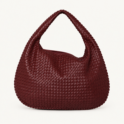 Skyler Woven Vegan Leather Shoulder Bag in Burgundy product photo