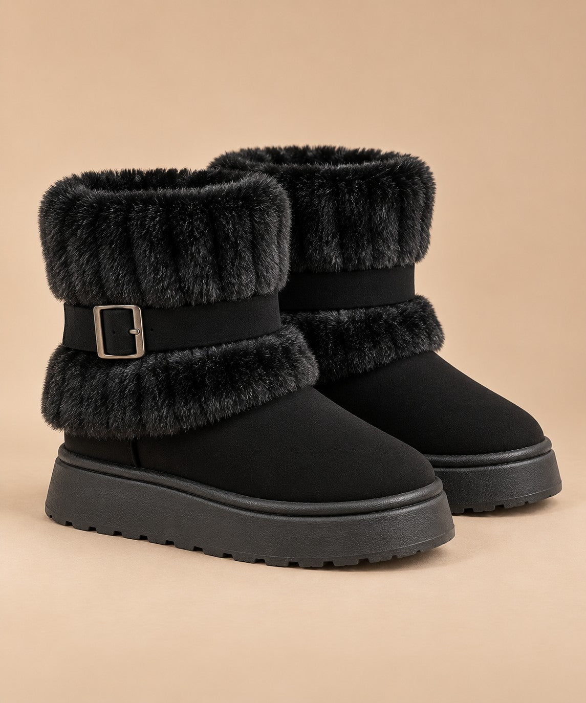 Women's Fur-Trimmed Slip-On Winter Snow Boots