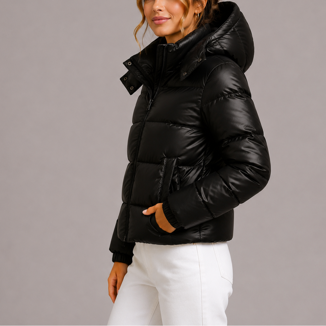 Women's Hooded Puffer Jacket — Lightweight Quilted Winter Coat