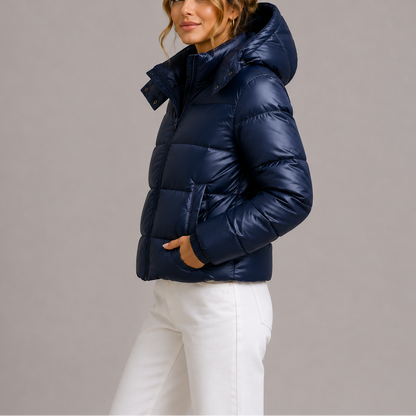 Women's Hooded Puffer Jacket — Lightweight Quilted Winter Coat