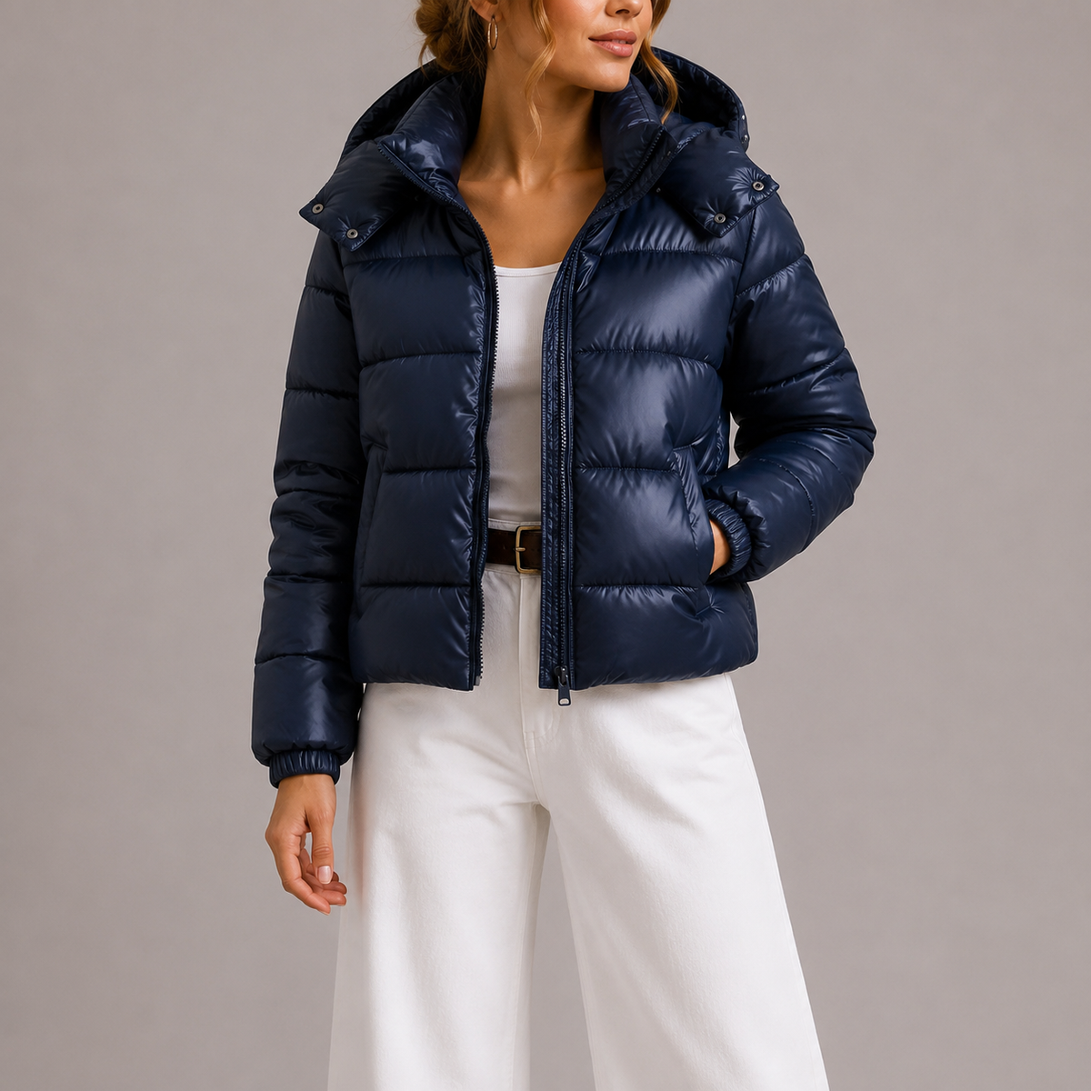 Women's Hooded Puffer Jacket — Lightweight Quilted Winter Coat